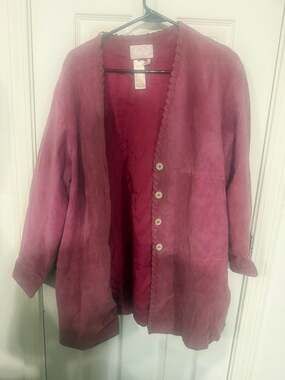 Apart Vintage Genuine Pig Suede Button-Front Jacket in Mauve Pink